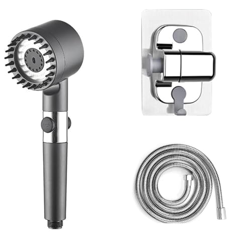 PEVAVFZMMY Massage-Duschkopf for 4 Modi und Silikonbürste, abnehmbarer Sprühpistolenmodus, Handbrause for Hochdruck for Badezimmer for Filter Duschkopf(Shower set 3) von PEVAVFZMMY