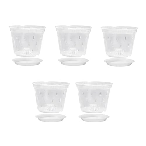 PEVAVFZMMY Orchideentöpfe - 7 Zoll - 5 Töpfe und Untertassen, Orchideentöpfe for Löchern und durchsichtige Orchideentöpfe aus Kunststoff for Umtopfen PEVAVFZMMY Orchideentöpfe - 7 Zoll - 5 Töpfe und Untertassen, Orchideentöpfe for Löchern und durchsichtige Orchideentöpfe aus Kunststoff for Umtopfen von PEVAVFZMMY