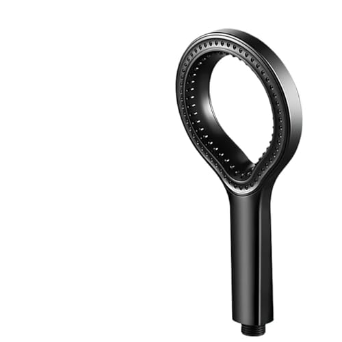 PEVAVFZMMY Ring Design Hochdruck-Duschkopf Neuer Badezimmer-Booster-Duschkopf Handbrause Regenduschkopf Badezimmer-Zubehör Duschkopf(schwarz) von PEVAVFZMMY