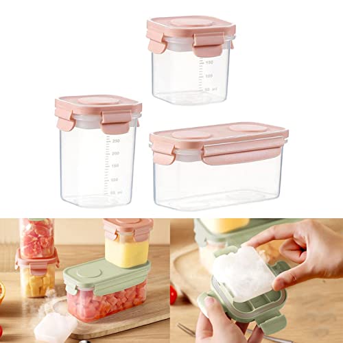 PEVSCO Frischhaltedosen mit Eisbox – Glas-Lebensmittelbehälter für Salat, Obst, Mittagessen, Saft (Farbe: A-Pink, Größe: 210 ml) von PEVSCO