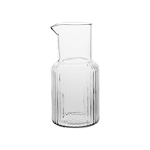 PEVSCO Wasserkrug Hohe Borosilikat-Glaskrug mit Olecranon-Auslauf vertikale Streifen Kaltkaraffe Mehrzweck-Teekannensaft-JUG-Milchkanne Wasserkaraffe von PEVSCO