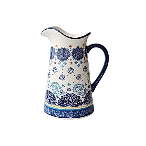 PEVSCO Wasserkrug Kreativer Keramik-Teekanne mit großer Kapazität Multifunktionskugel mit Griff geeignet for Familien, Restaurant, Café, Café Wasserkaraffe (Color : A) von PEVSCO
