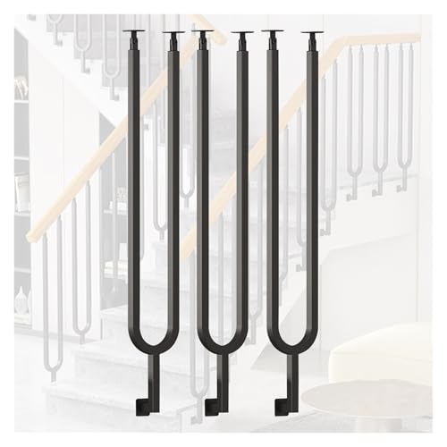 Geländer Treppengeländer Schwarze Metall-Treppengeländer Seitenmontage Terrasse Veranda Geländerpfosten für Flure Treppe U-Form Innenbereich Hotel Büro Dekorative Geländersäule mit verstellbarer obere Geländer Treppengeländer Schwarze Metall-Treppengeländer Seitenmontage Terrasse Veranda Geländerpfosten für Flure Treppe U-Form Innenbereich Hotel Büro Dekorative Geländersäule mit verstellbarer obere von PEYNIR