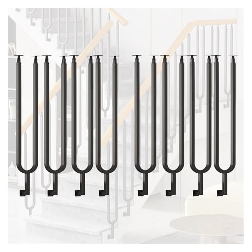 Geländer Treppengeländer Schwarze Metall-Treppengeländer Seitenmontage Terrasse Veranda Geländerpfosten für Flure Treppe U-Form Innenbereich Hotel Büro Dekorative Geländersäule mit verstellbarer obere Geländer Treppengeländer Schwarze Metall-Treppengeländer Seitenmontage Terrasse Veranda Geländerpfosten für Flure Treppe U-Form Innenbereich Hotel Büro Dekorative Geländersäule mit verstellbarer obere von PEYNIR
