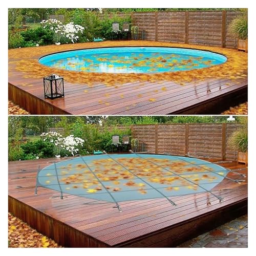 PEYNIR Pool Cover Poolabdeckplane Sicherheitsabdeckung für Holzterrassenpools mit Werkzeug Winter-Poolnetzabdeckung zum Schutz von Kindern und Haustieren Rund Dunkelgrünes Netz(220cm/7.2ft) von PEYNIR