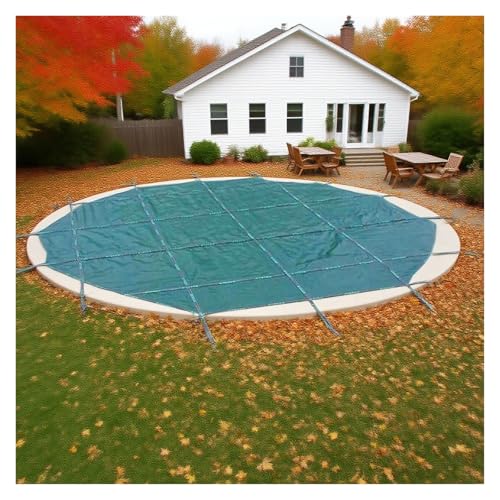 Pool Cover Poolabdeckplane Winter-Sicherheitsabdeckung für Einbaupools 5, 5,5, 6, 7, 8, 9, 10 m Rund, Yard Herbst Ersatz-Netzabdeckungen für Pools Mit Ankern(5'/1.5m (Round Cover)) von PEYNIR