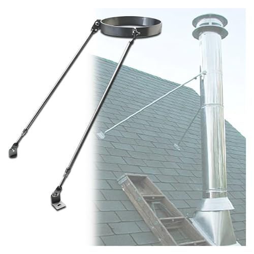 Schornsteinrohrhalterung Kaminrohrhalterung für Windstabilität Dachboden/Blockhaus Ofenrohr Verlängerte Wandhalterungen für Rohre mit 8–25 cm Durchmesser(Hoop Dia 4 1/8"(105mm)) von PEYNIR