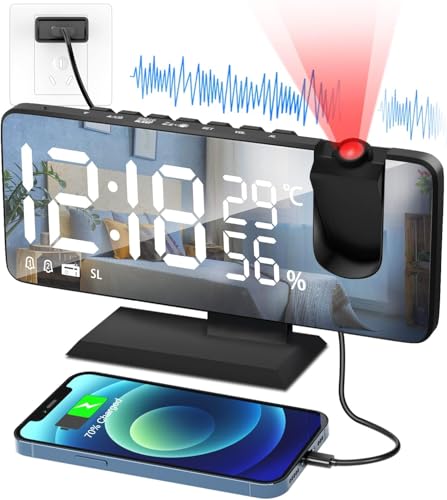 PEYOU Wecker mit Projektion【7.4"】, Projektionswecker【mit 4 Stufen Bildschirmhelligkeit】 Radiowecker mit Temperatur Datum, 12/24H, Snooze-Doppelwecker für Schlafzimmer Kinder Senioren Wand Deckenuhr PEYOU Wecker mit Projektion【7.4"】, Projektionswecker【mit 4 Stufen Bildschirmhelligkeit】 Radiowecker mit Temperatur Datum, 12/24H, Snooze-Doppelwecker für Schlafzimmer Kinder Senioren Wand Deckenuhr von PEYOU