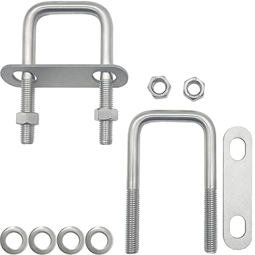 2Stück U-Schrauben Schellen Bügelschraube Quadratische U Bolzen 304 Edelstahl Vierkant-Bügel Achsplatte Ø11.75mm mit Muttern Rahmengurte Bügelbolzen für Reparatur,120x77mm von PEZEEU