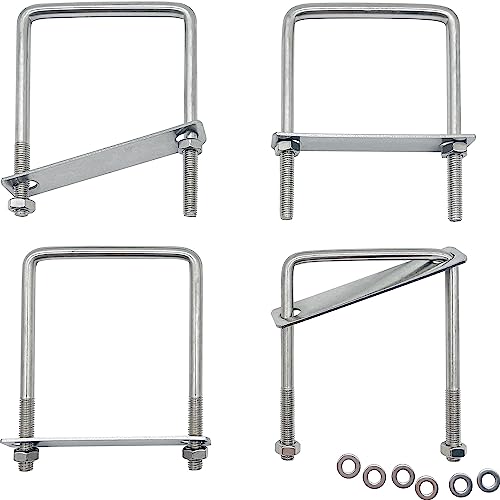 Bügelschraube Quadratische U Bolzen U-Schrauben Schellen 4 Stück 120x80mm 304 Edelstahl Vierkant-Bügel Achsplatte M8 mit Muttern Rahmengurte Bügelbolzen für Abschleppen von Autos Schiffen Reparatur von PEZEEU