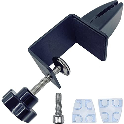 PEZEEU Büro Schreibtischtrennwand Clip Klemmhalter für Plexiglas Tischklemme Für Spuckschutz Glashalter Fuß für Spuckschutz Plexiglashalter für Büro Max Tischplatte: 5-50mm,1 Stück, Schwarz von PEZEEU