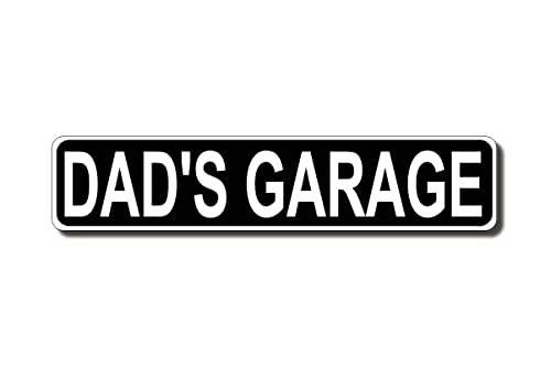 Dad's Garage Vintage-Blechschild Retro rustikale Männerhöhle Weißblech Vintage Neuheit Straße Bauernhaus Zink Garage Wanddekoration Metallschild schwarz 40 x 10 cm von PEreming