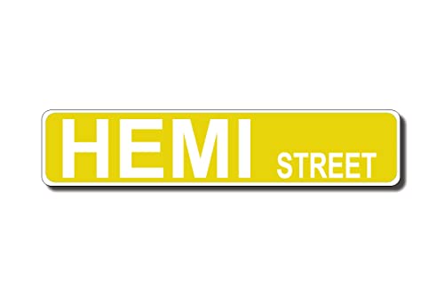 Hemi Street Vintage Blechschild Retro Rustikale Männerhöhle Weißblech Vintage Neuheit Straße Bauernhaus Zink Garage Wanddekoration Metallschild Gelb 40 x 10 cm von PEreming