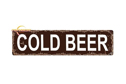 Kaltes Bierschild – Pub Bar Saloon Tavern Man Cave Rustikales Straßenschild oder Türschild Namensschild Schild Home Pub Bar Wanddekoration Retro Metall-Blechschild 40,6 x 10,2 cm von PEreming