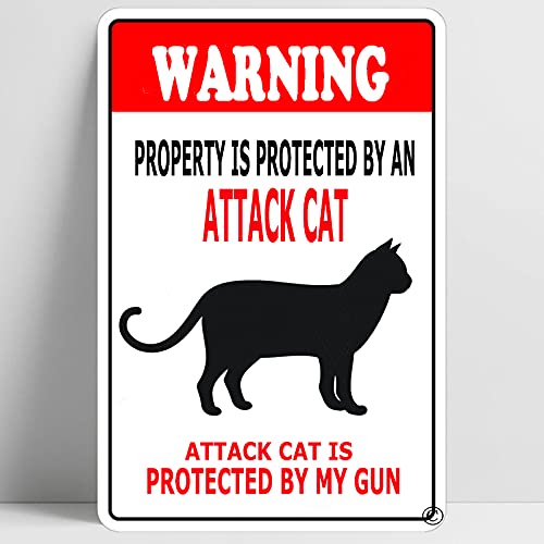Lustiges Metallschild mit Aufschrift "Warning Beware of Cat", 30,5 x 20,3 cm von PEreming
