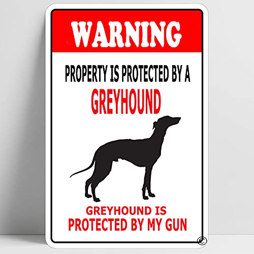 Lustiges Metallschild mit Aufschrift "Warning Beware of Greyhound", 30,5 x 20,3 cm von PEreming
