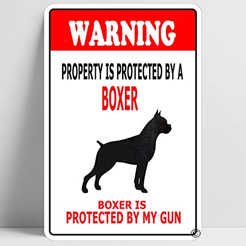 PEreming Lustiges Metallschild mit Aufschrift "Warning Beware of Boxer", 30,5 x 20,3 cm von PEreming