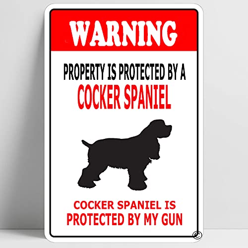 PEreming Metallschild mit Aufschrift "Warning Beware of English Cocker Spaniel", lustiges Blechschild, 30,5 x 20,3 cm von PEreming