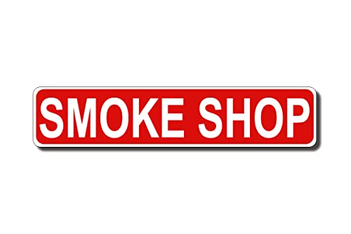 PEreming Smoke Shop Vintage-Blechschild, Retro, rustikal, Männerhöhle, Weißblech, Vintage, Neuheit, Straße, Bauernhaus, Zink, Garage, Wanddekoration, Metallschild, rot, 40 x 10 cm von PEreming