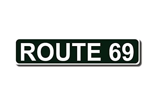 Route 69 Vintage-Blechschild, Retro, rustikal, Männerhöhle, Weißblech, Vintage, Neuheit, Straße, Bauernhaus, Zink, Garage, Wanddekoration, Metallschild, schwarz, 40 x 10 cm von PEreming