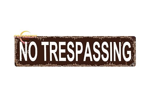 Schild mit Aufschrift "No Trespassing" – Private Property Do Not Enter No Hunting Rustikales Straßenschild oder Tür-Namensschild für Zuhause, Kneipe, Bar, Wanddekoration, Retro-Blechschild, 40,6 x von PEreming
