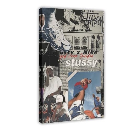 Stussy X Nick Fashion Retro Art Poster Leinwand Poster Wandkunst Dekor Druck Bild Gemälde für Wohnzimmer Schlafzimmer Dekoration Rahmenstil 30 x 45 cm von PEtbon