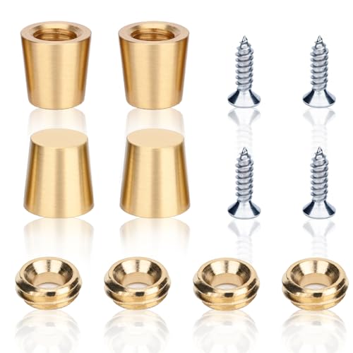 Messing-Schneidebrettfüße, Schneidebrett-Füße Set mit rutschfesten Silikon-Pads, Edelstahlschrauben und Messing-Unterlegscheiben, geeignet für Küchenutensilien und alle Arten von Möbeln (kegelförmig, Messing-Schneidebrettfüße, Schneidebrett-Füße Set mit rutschfesten Silikon-Pads, Edelstahlschrauben und Messing-Unterlegscheiben, geeignet für Küchenutensilien und alle Arten von Möbeln (kegelförmig, von PFCKE