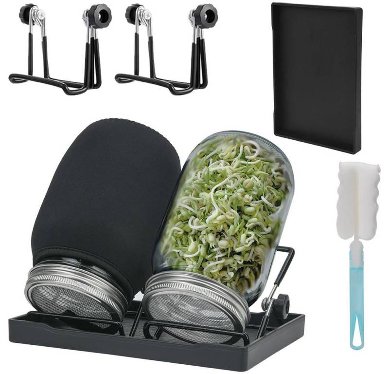 YVMOOEC Anzuchttopf Sprossen-Set 2 Stück, Keimglas-Set, 1000 ml Weithalsgläser (2 St) von YVMOOEC
