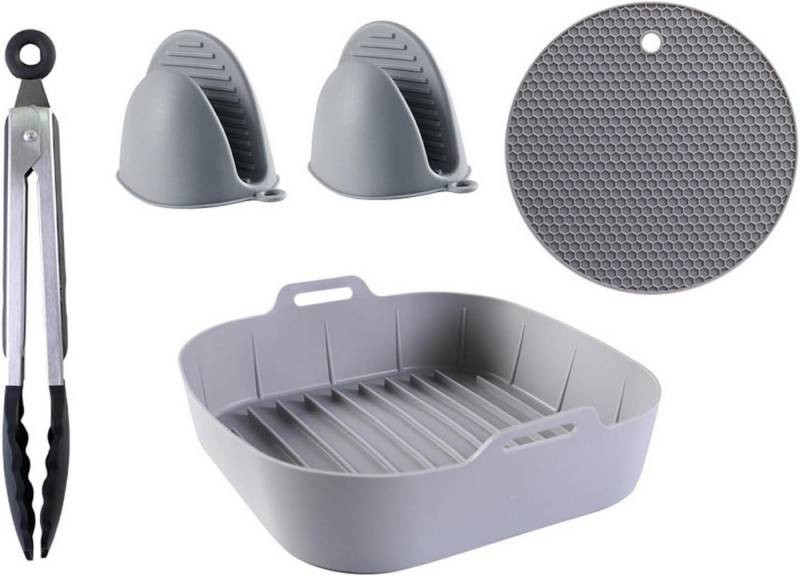 YVMOOEC Backform Silikon-Luftfritteuse Zubehör Friteuseneinlage, mit Handschuhen, Klammern, Wärmepads, 5 wiederverwendbare Silikonteile von YVMOOEC