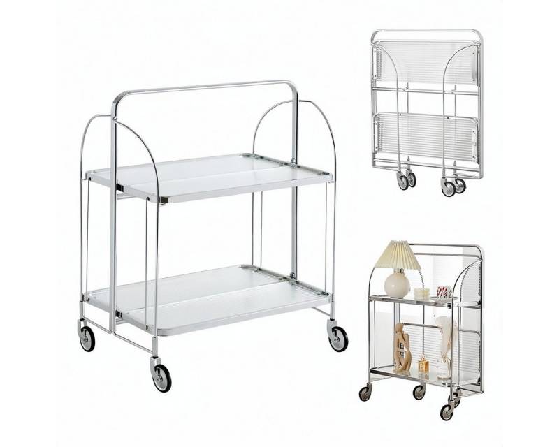PFCTART Beistellwagen Mobile Storage Folding Trolley, Servierwagen, zusammenklappbar, Dinett Ablagekorb 2 Tier Clear gehärtetes Glas with Wheels PFCTART Beistellwagen Mobile Storage Folding Trolley, Servierwagen, zusammenklappbar, Dinett Ablagekorb 2 Tier Clear gehärtetes Glas with Wheels von PFCTART