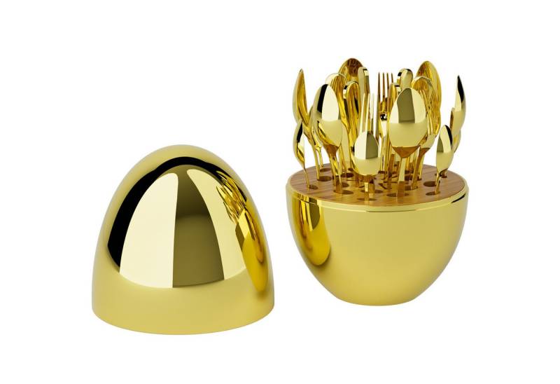 PFCTART Besteck-Set Heartland Egg Besteck Set 24 tlg. – Edelstahl Besteck für 6 Personen, 6 Personen, Besteck Gold 24 tlg. mit Box – stilvolles pflegeleichtes Besteckset, Mit goldener Aufbewahrungsbox – rostfrei & staubdicht Küchenutensilien PFCTART Besteck-Set Heartland Egg Besteck Set 24 tlg. – Edelstahl Besteck für 6 Personen, 6 Personen, Besteck Gold 24 tlg. mit Box – stilvolles pflegeleichtes Besteckset, Mit goldener Aufbewahrungsbox – rostfrei & staubdicht Küchenutensilien von PFCTART