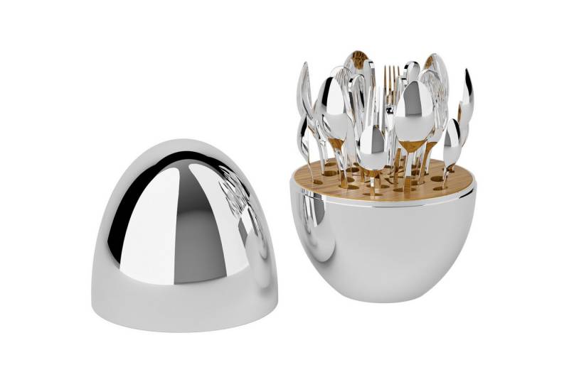 PFCTART Besteck-Set Heartland Egg Besteck Set 24-tlg. für 6 Personen - Edelstahl, 6 Personen, Bestecke Küchenutensilien Set mit Löffel, Gabel, Messer, Inkl. silberner Aufbewahrungsbox - Rostfrei, staubdicht & stylisch PFCTART Besteck-Set Heartland Egg Besteck Set 24-tlg. für 6 Personen - Edelstahl, 6 Personen, Bestecke Küchenutensilien Set mit Löffel, Gabel, Messer, Inkl. silberner Aufbewahrungsbox - Rostfrei, staubdicht & stylisch von PFCTART