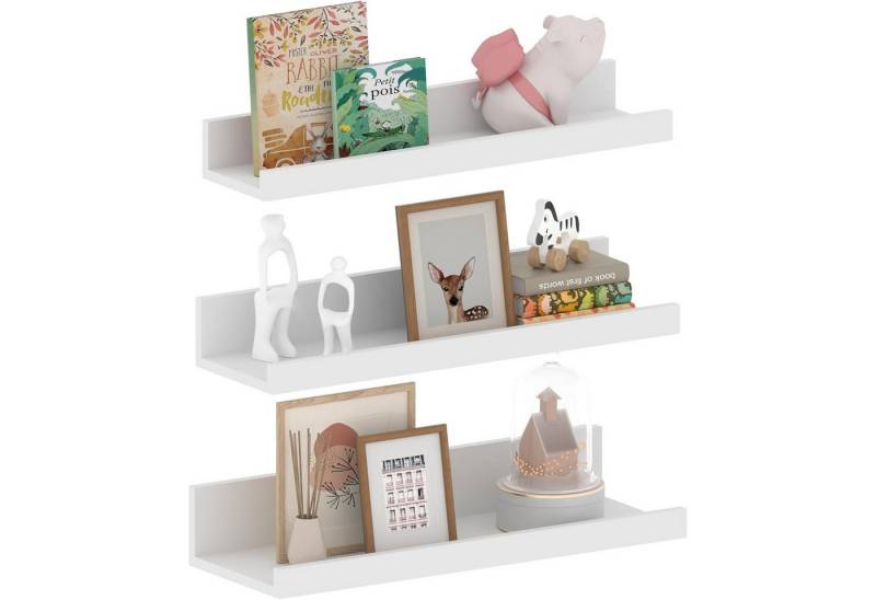 PFCTART Bilderleiste Wandregal ohne Bohren – 3er Set Acrylregal 27 cm Weiß, für 3 Bilder (Küchenregal Wand & Badregal ohne Bohren – einfache Montage), Stark haftend & wasserfest – Wandregal für Bad & Küche von PFCTART