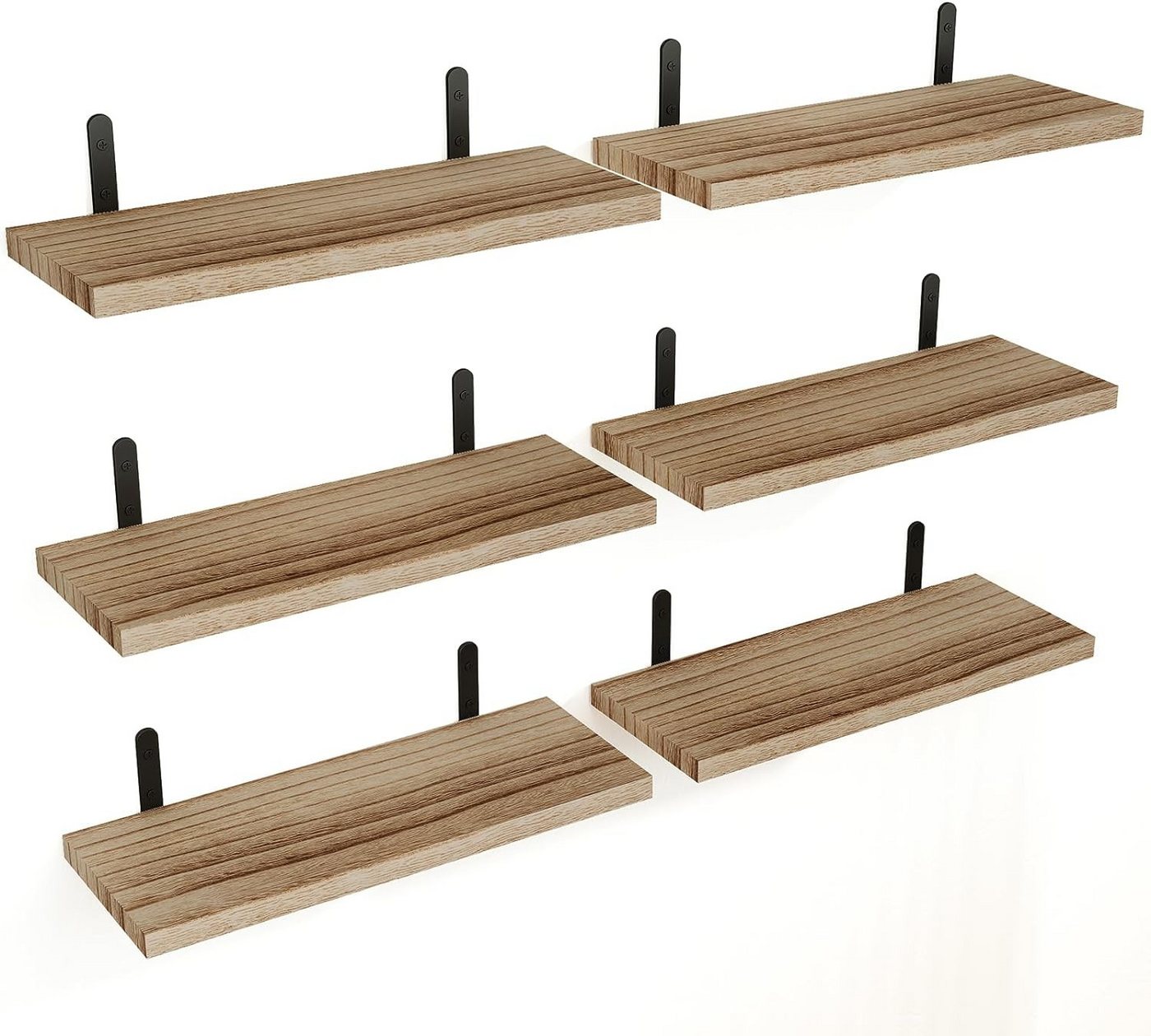 PFCTART Einlegeboden Schwebende Regale rustikale Holz-Wandregale 6er-Set (Landhausstil für Schlafzimmer, Wohnzimmer, Küche, Bad), 4,7 Zoll breite Wand-Dekorationsregale von PFCTART