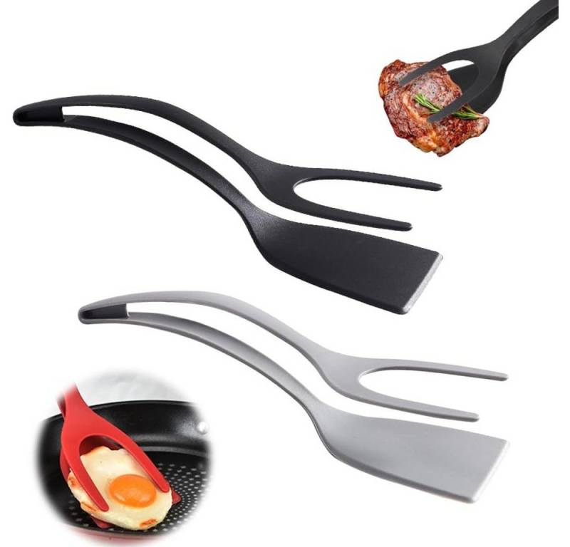 YVMOOEC Küchenwender 2 in 1-Umdrehung der Zange, Spiegelei Wender, Rindersteakspachtel von YVMOOEC