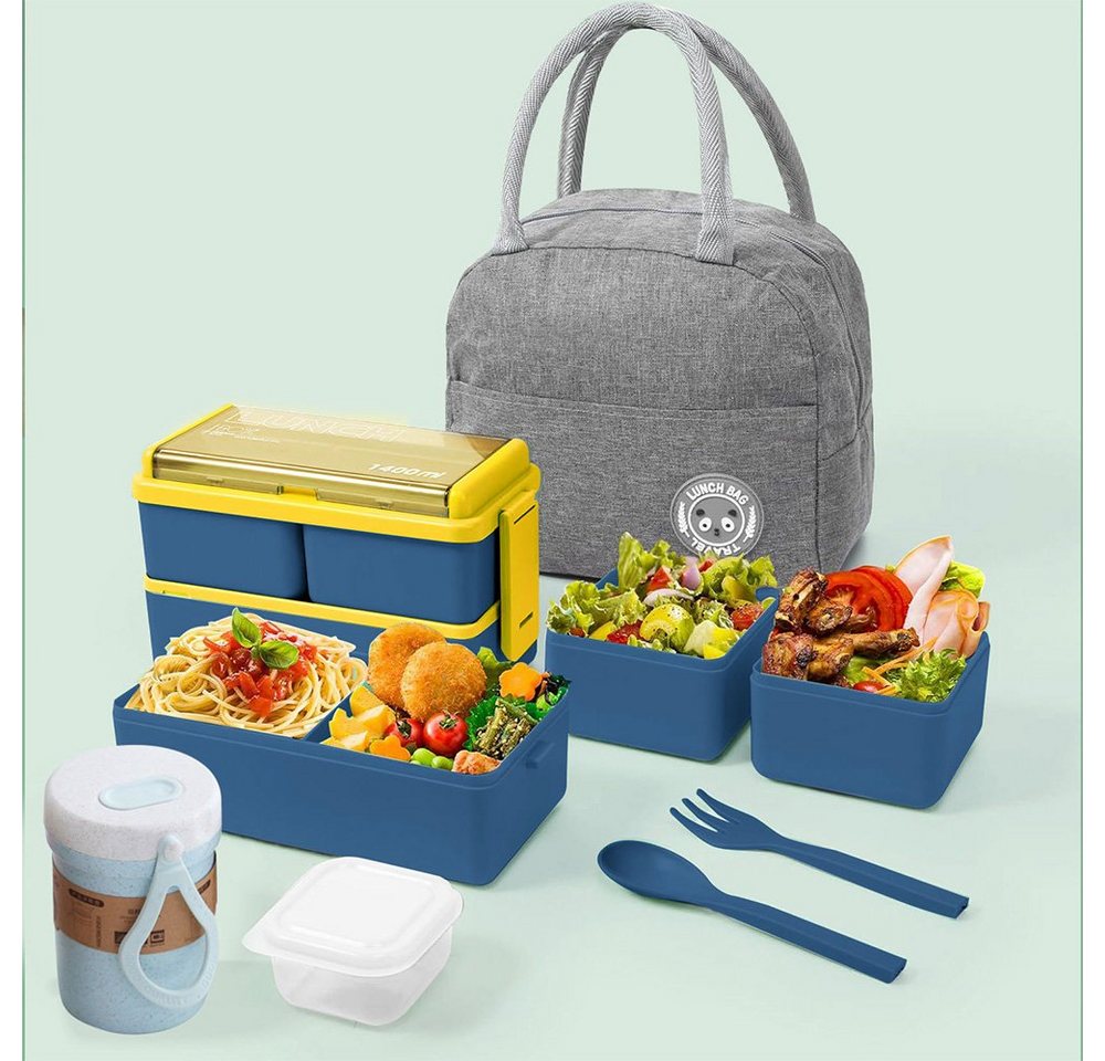 PFCTART Lunchbox Bento-Box für Kinder und Erwachsene, mikrowellengeeignet, (4-tlg) von PFCTART