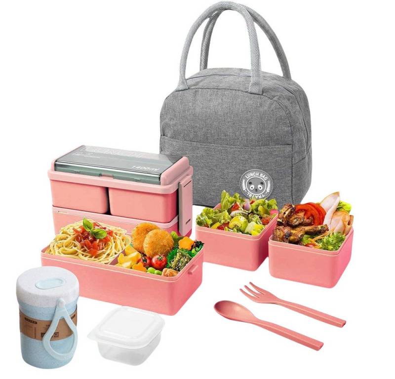 YVMOOEC Lunchbox Bento-Box für Kinder und Erwachsene, mikrowellengeeignet, (4-tlg) von YVMOOEC
