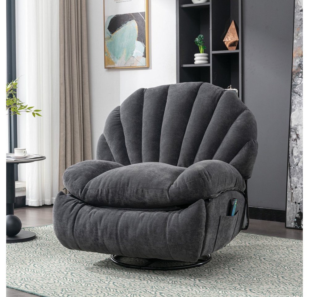 PFCTART Massagesessel 360° drehbarer Sessel Stoff-Massagestuhl Relaxsessel (Relaxsessel mit gepolsterten Arm Rückenlehnen,weicher Wohnzimmersessel), mit Wärmemassagefunktion und 2 Taschen von PFCTART