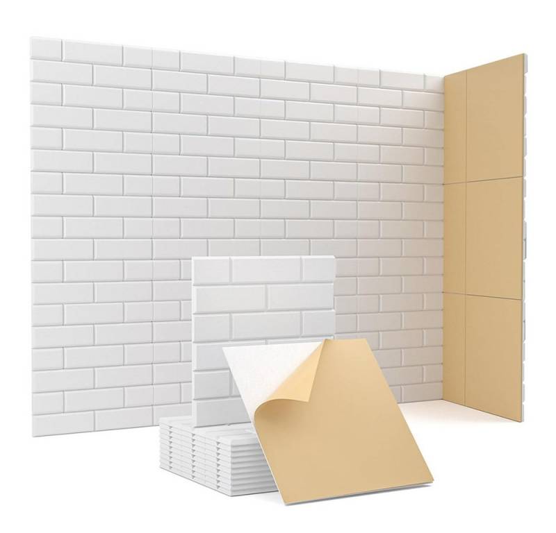 PFCTART Schallschutzpaneel Verschiedene akustische Absorptionsplatten aus Polyesterfaserfilz, (Flach Backstein Sechseckig Gitter Direkt an der Wand) 12 Stück Schalldämpfende Wandpaneele mit 3D-Effekt von PFCTART