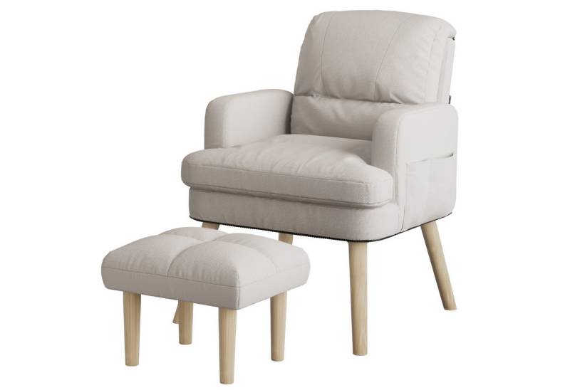 PFCTART Sessel Loungesessel mit Fußhocker Rückenlehne 4-fach verstellbar (Stuhl mit seitlicher Ablage), mit Relaxfunktion von PFCTART