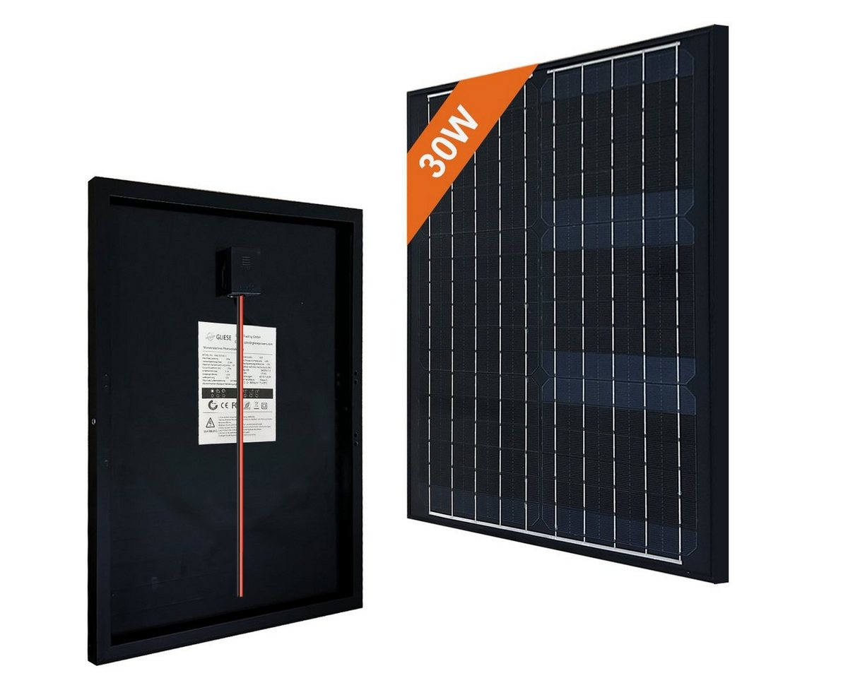PFCTART Solarabsorber 30W monokristallines Silizium Glas Solarmodul mit schwarzem Rahmen, ohne MC4-Anschluss, für die Stromversorgung autonomer Systeme von PFCTART