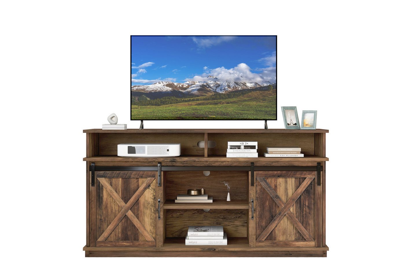 PFCTART TV-Schrank Großer TV-Schrank Sideboard (2 klassischen Schiebetüren verstellbaren Regalen) 148 * 40 * 78 cm von PFCTART