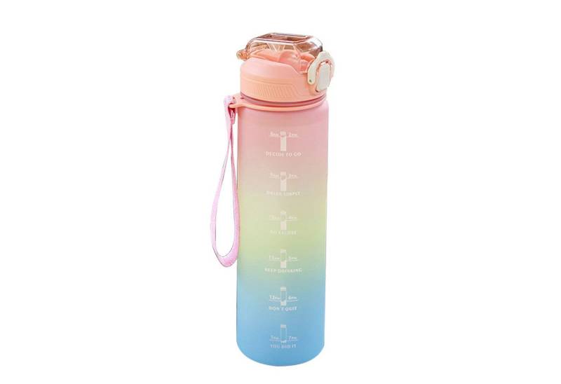 YVMOOEC Trinkflasche 1-Liter-Sport-Wasserflasche mit Strohhalm und Zeitmarkierung, BPA-frei, geeignet für Fitness / Radfahren / Camping / Laufen von YVMOOEC