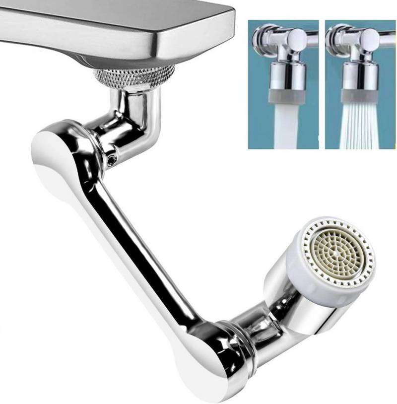 PFCTART Waschbeckenbrause Wasserhahnbelüfter drehbar 1080° drehbarer Wasserhahn Sprühkopf (Massivmessing Verlängerungsaufsatz für Wasserhähne Küche/Badezimmer) Universal Sprühfilter Wasserhahn Mischdüse 2 Düsen von PFCTART