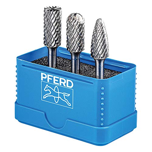 PFERD HM-Frässtift-Set, 3-teilig, Zahnung ALLROUND, Schaft-ø 6 mm, Frässtift-ø 12mm, 21901414 – für den vielseitigen Einsatz auf den wichtigsten Werkstoffen von PFERD