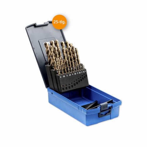 PFERD Spiralbohrer-Set INOX, 25-tlg. | Ø 1-13 mm, HSS-E Co5 N, DIN 338, 135° | 25203704 - für zähe und harte Werkstoffe von PFERD
