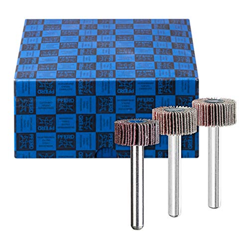 PFERD Fächerschleifer-Set F, 3-tlg. | Korund Ø60x30mm Schaft-ø 6mm A60, 80, 120 | 44498005 – für Feinschliff & Finish von PFERD