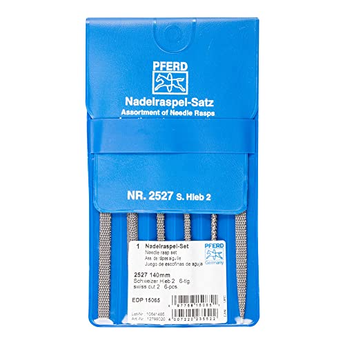 PFERD Präzisions-Riffelraspel-Set, 8-teilig | Typ 720 P, Raspelhieb 0, 190mm | 12707202 – für grobe Raspelarbeiten schwer zugänglicher Stellen geeignet, Grau, 140mm, 2527 von PFERD