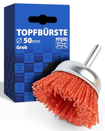 PFERD Topfbürste ungezopft TBU grob (RED) | Ø 50 mm Schaft-Ø 6 mm RED-Filament-Ø 1,27 mm | 43740165 – für Bohrmaschinen von PFERD