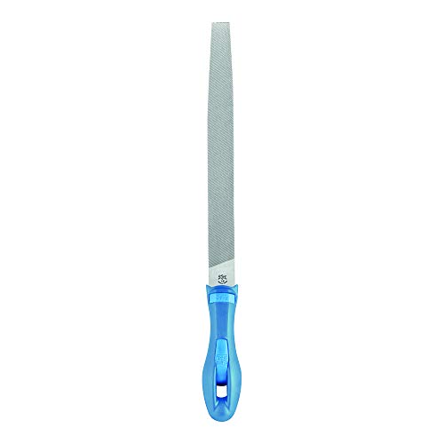 PFERD Werkstattfeile Flachspitz, 200mm, rechteckige, spitz zulaufende Feile, Kreuzhieb H1 auf vier Seiten, inkl. Ergonomie-Feilenheft, 11216206 – für die grobe Zerspanung und zum Schruppen geeignet von PFERD